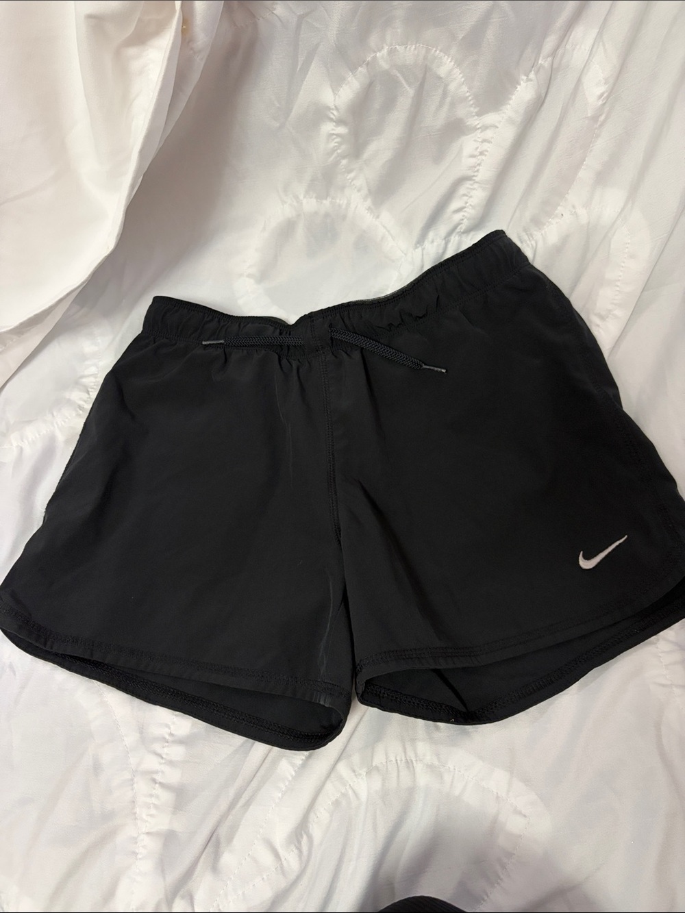Nike Black Kid's Running Shorts with White Swoosh